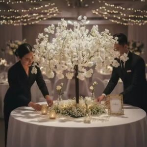 White Blossom Tree table centrepiece